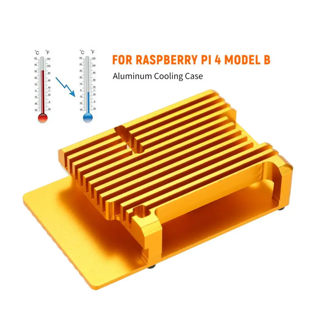 

Protective Armor Aluminum Alloy Case/ Passive Cooling Shell Metal Enclosure Heat Dissipation For Raspberry Pi 4 Model B