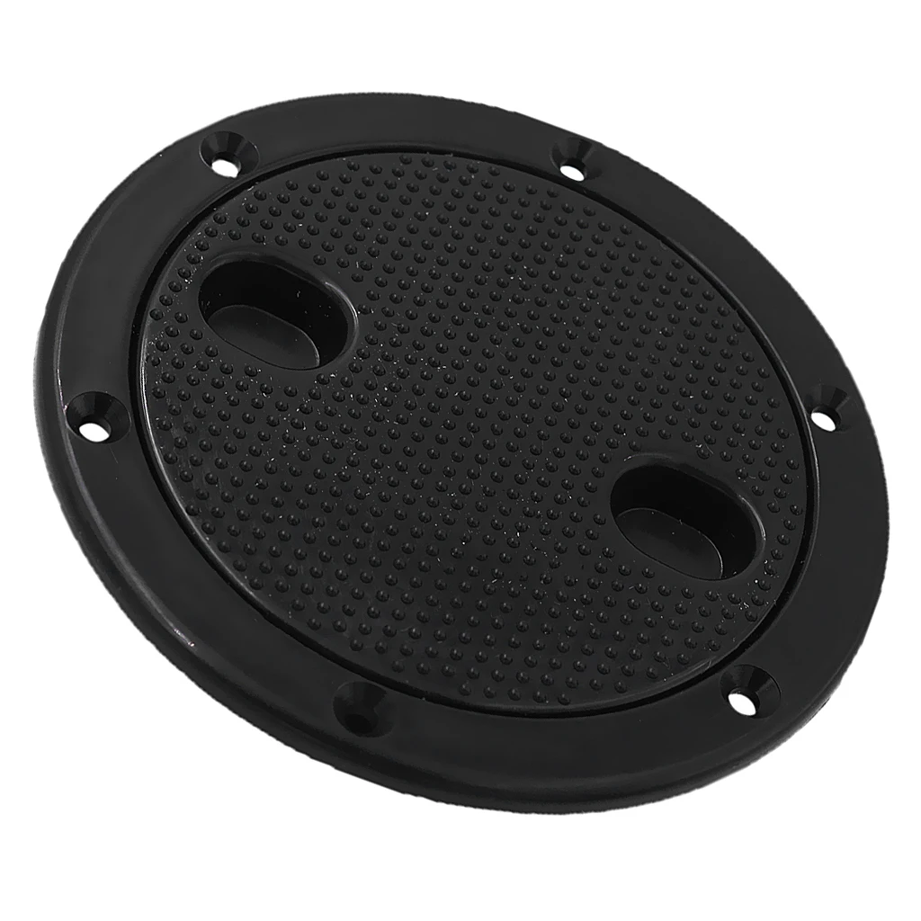 6 inch/16.3cm RV Boat Round Non Slip Inspection Hatch Marine Deck Plate Access, Plastic, Black