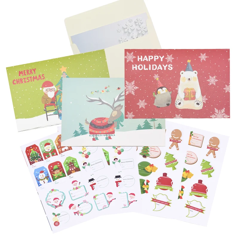 

Creative Merry Christmas Card With Envelop Xmas Greeting Cards New Year Holiday Blessing Cards Christmas Kids Gift Tags Sticker