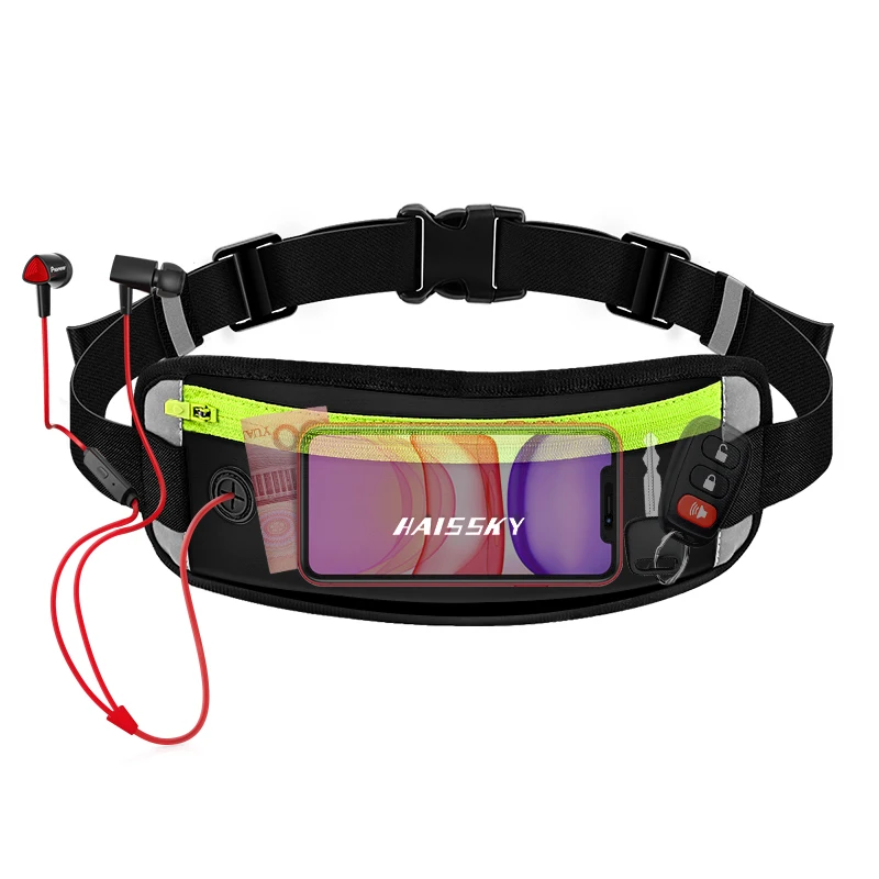 

HAISSKY Running Sports Waistband Phone Pouch For iPhone 13 Pro Max GYM Cycling Large Capacity Bag For Samsung S21 POCO X3 Pro