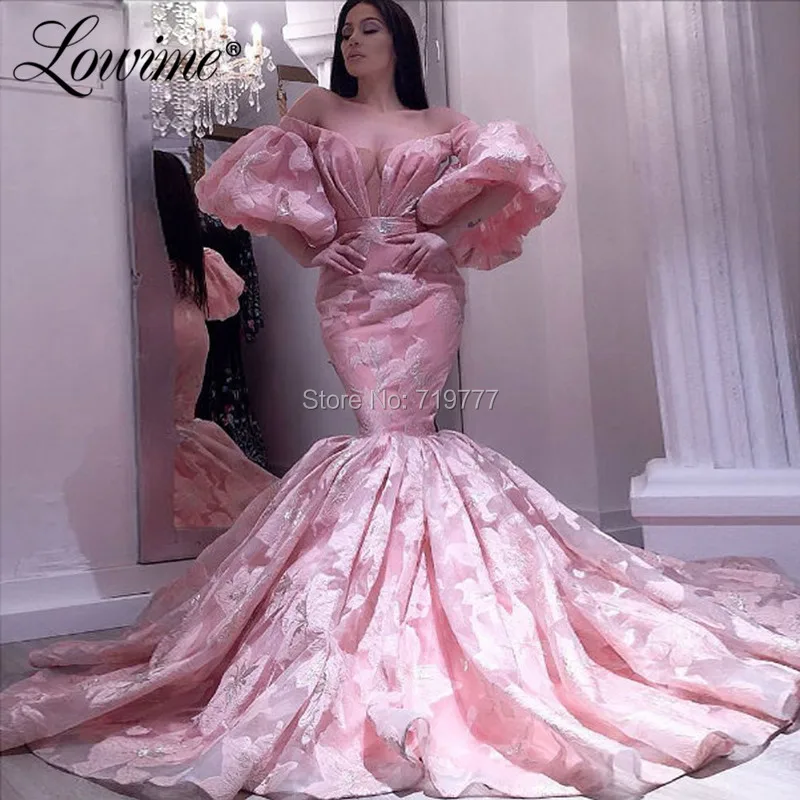 

Luxury Pink Evening Dresses Couture Dubai Off The Shoulder Prom Dress Mermaid Long Party Gowns For Wedding Robe De Soiree 2019