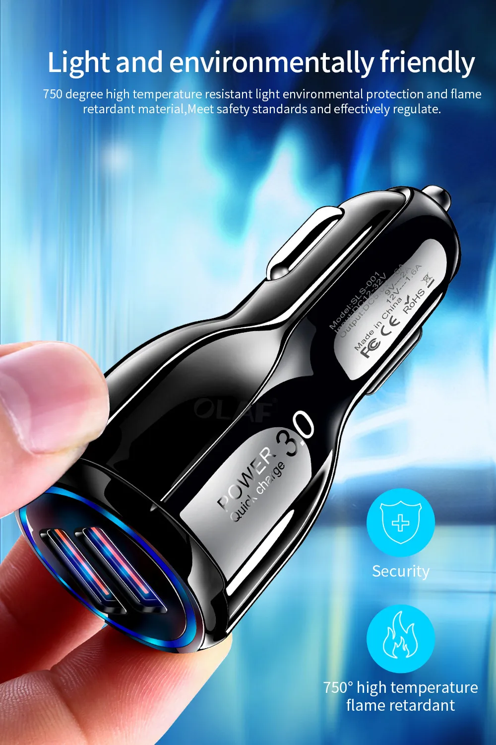 Olaf автомобильное зарядное устройство USB Quick Charge 3,0 2,0 зарядное устройство для мобильного телефона 2 порта USB быстрое автомобильное зарядное