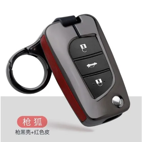 Цинковый сплав дистанционного ключа автомобиля чехол для Toyota CHR C-HR Prado Prius Camry Corolla Crown RAV4 аксессуары - Название цвета: D-black-red