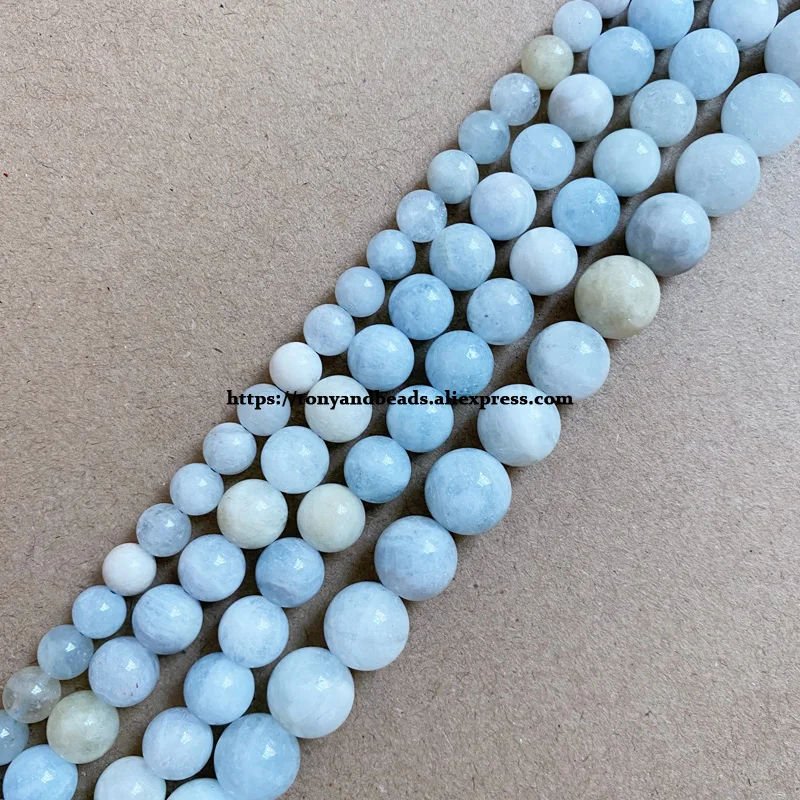 Natural 8mm Faceted Brazilian Aquamarine Gemstone Round Loose Beads 15" 