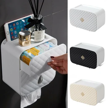 

Toilet Paper Holder Waterproof Wall Mounted Toilet Paper Tray Roll Paper Tube Storage Box Tissue Box Shelf Bathroom Accessories