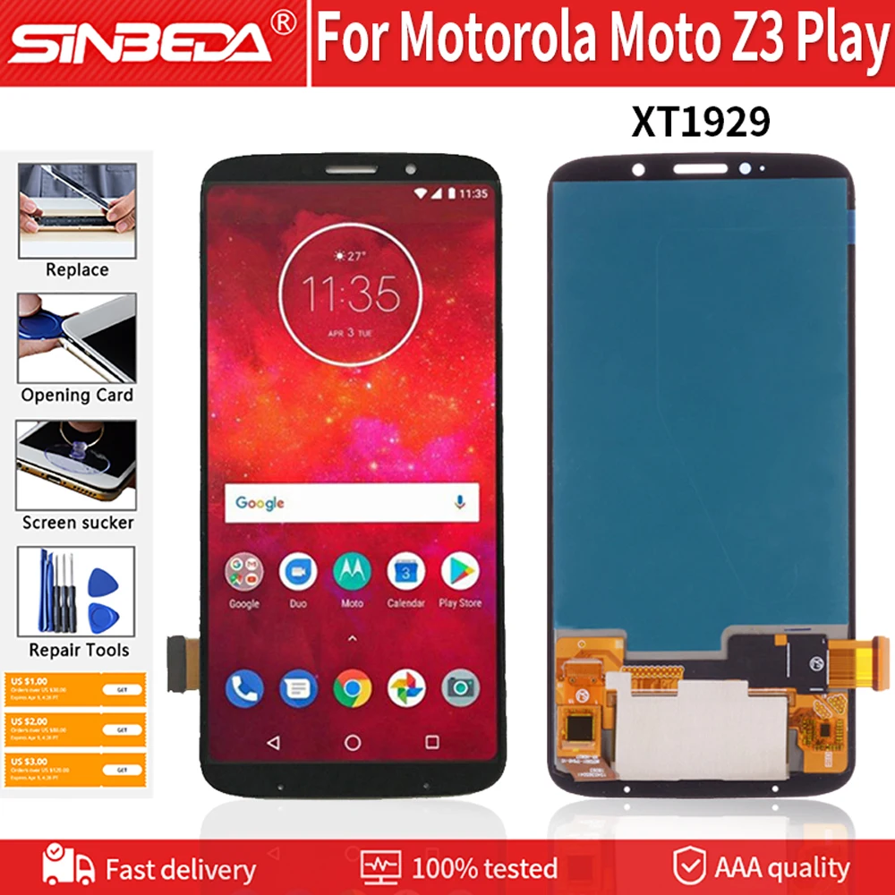 ЖК дисплей AMOLED 6 01 дюйма для Motorola Moto Z3 Play XT1929 сменный сенсорный экран с