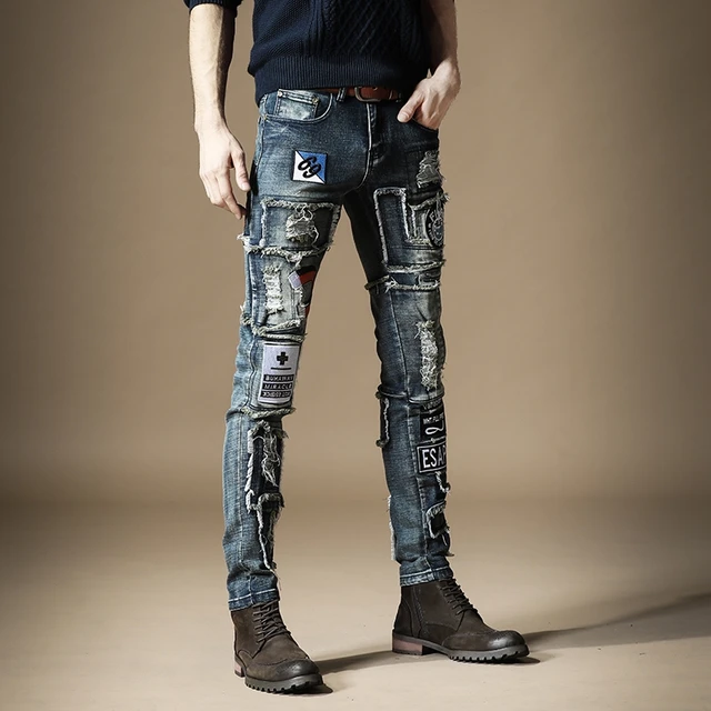 Free Shipping New men s male denim jeans Autumn embroidered slim feet pants fashion hip hop