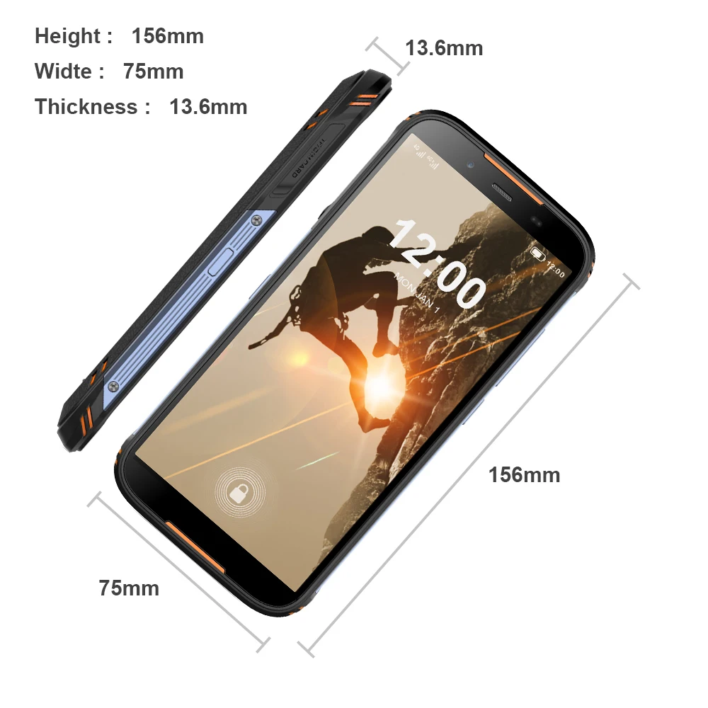  HOMTOM HT80 IP68 Waterproof Smartphone 4G LTE Android 10 5.5inch 18:9 HD+ MT6737 Quad Core NFC Wire