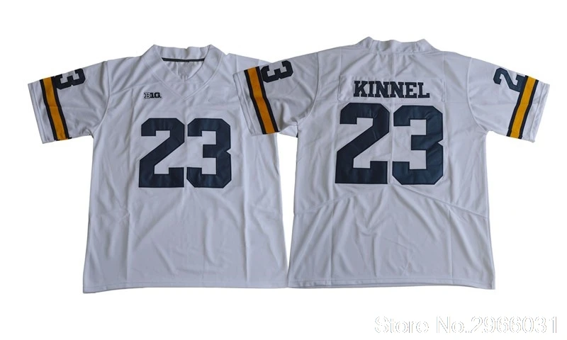Белый Michigan Wolverines#23 Tyree Kinnel college Jersey-белый темно-синий сшитый Размер S-3XL - Цвет: Белый