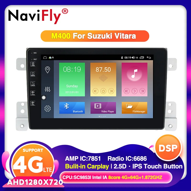 DSP IPS Android 10.0 4G RAM 64G CAR GPS 2 DIN DVD PLAYER For SUZUKI GRAND VITARA 2007-2013 GPS RADIO STEREO SCREEN NAVIGATION