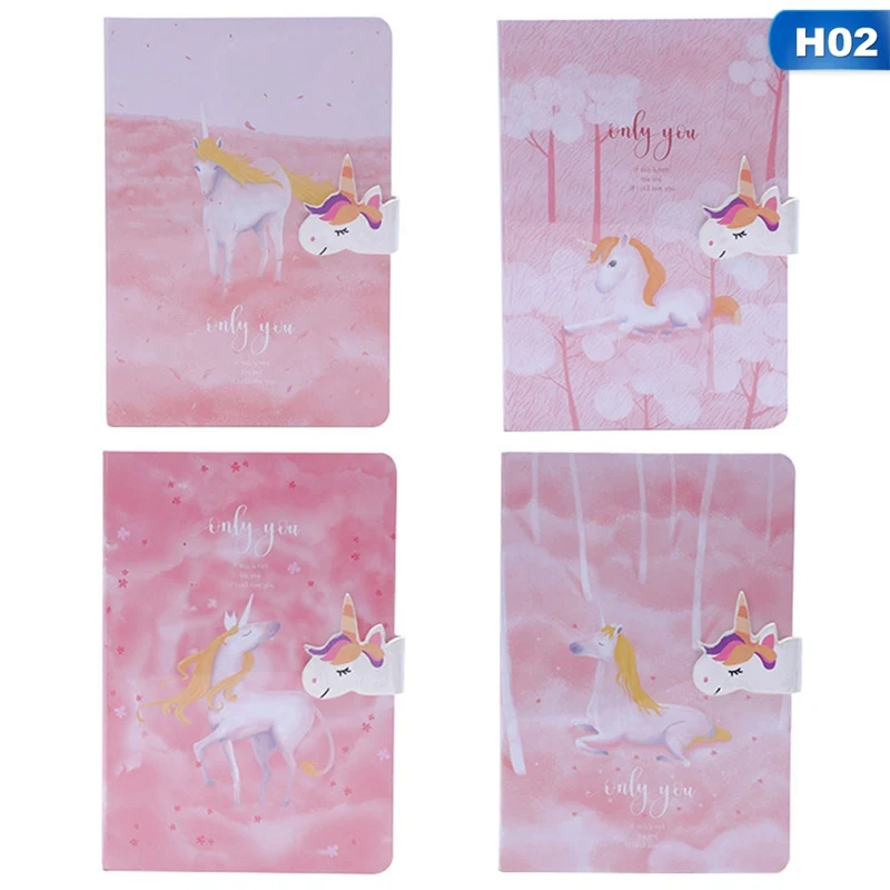 1pcs Unicorn Print Cover Pocket Notebook With Magnetic Buckle Notepad Office School Stationery Supplies
