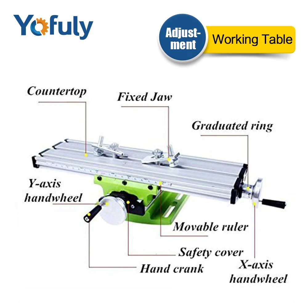 Milling Machine Bench Drill Vise X Y-Axis Adjustment Table Fixture Worktable.