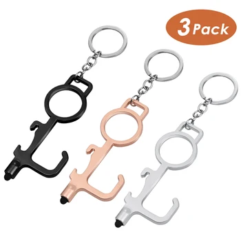 

3pcs Elevator Button Contactless Tool Anti Touch Door Opener Tool Key Ring Anti Contact Touch Screen Door Opener with Key Chain