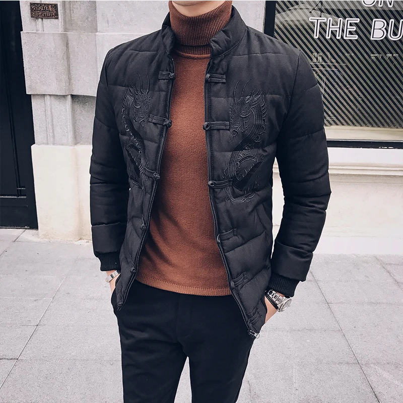 

Chinese Style 2019 Winter Warm Embroidery Jacket Parka Men New Menswear Casual Thickening Coat Parkas Coat Men Roupas Masculinas