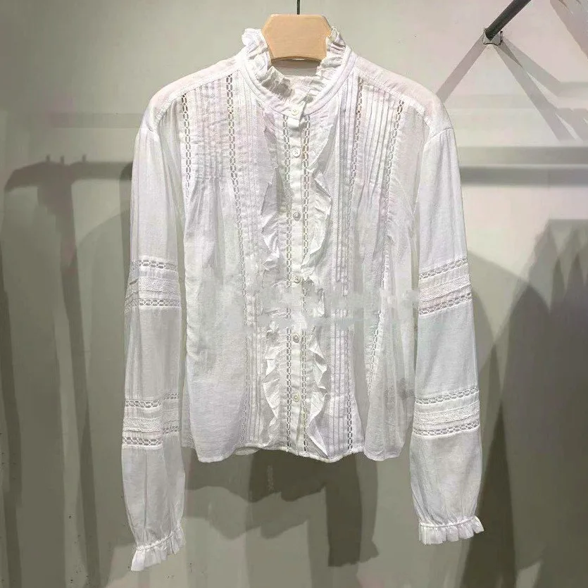 

2020 Spring summer Fashion women's sweet ruffles Hollow-out Shirts B664