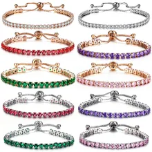 Однорядный полный кристалл простой Push-Pull модный браслет из циркона красивый изящный очаровательный браслет женские вечерние ювелирные изделия DIY подарок