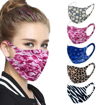 

Mascarilla 5pc Adult Face Masks Washable Leopard Print Ice Silk Mask Reusable Mouth Mask Face Mask Fashion Mouth Caps Washable