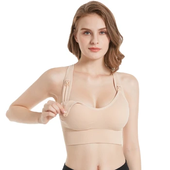 

Women Pre-opening Breastfeeding Push Up Bra Women Fitness Gym Active Bra Hollow Breathable Sports Bra