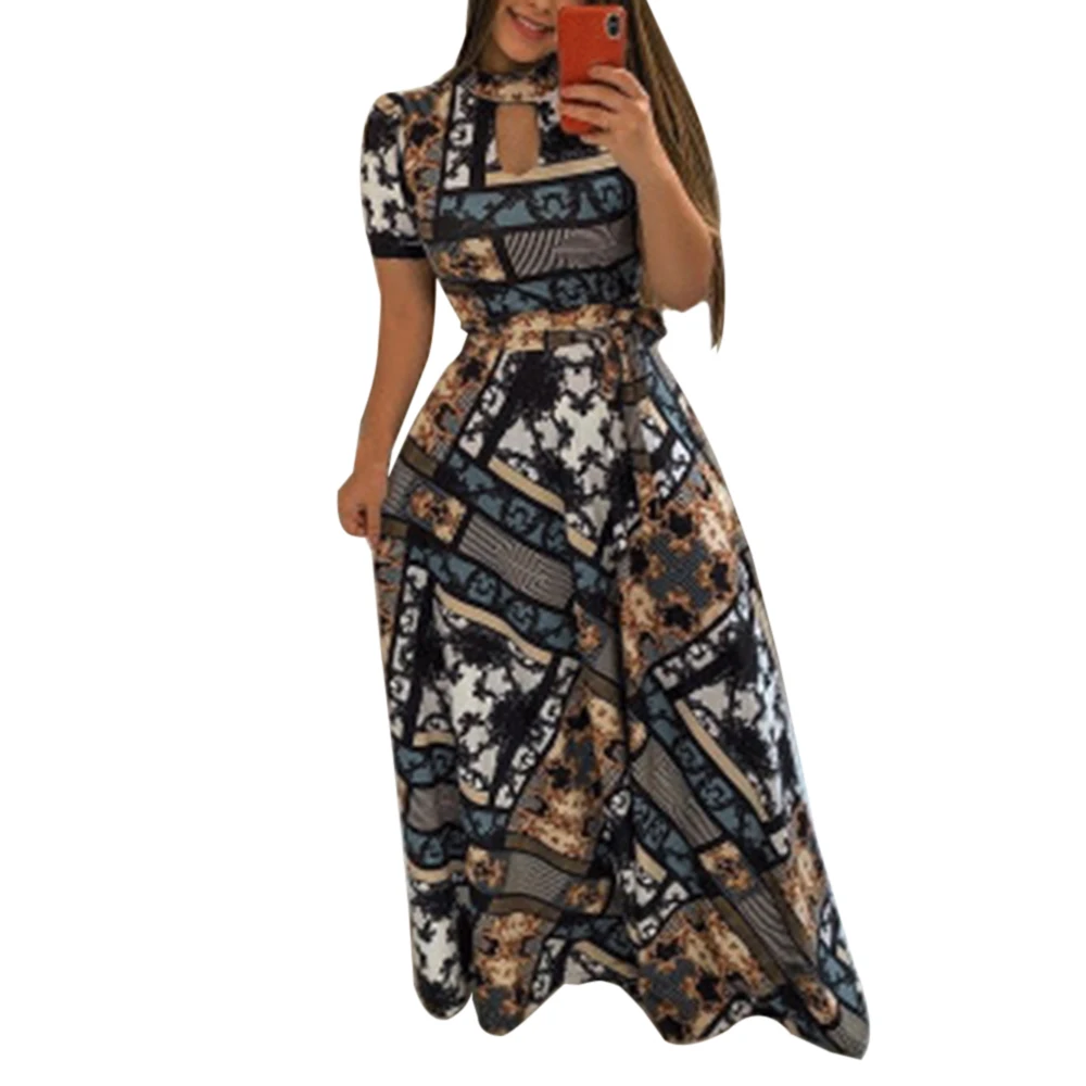 Color 2 LASPERAL/повседневное женское летнее платье с принтом, халат Femme Vestido, Женский пуловер, большие размеры, уличная одежда, длинное Бандажное Платье Макси - Цвет: Color 2