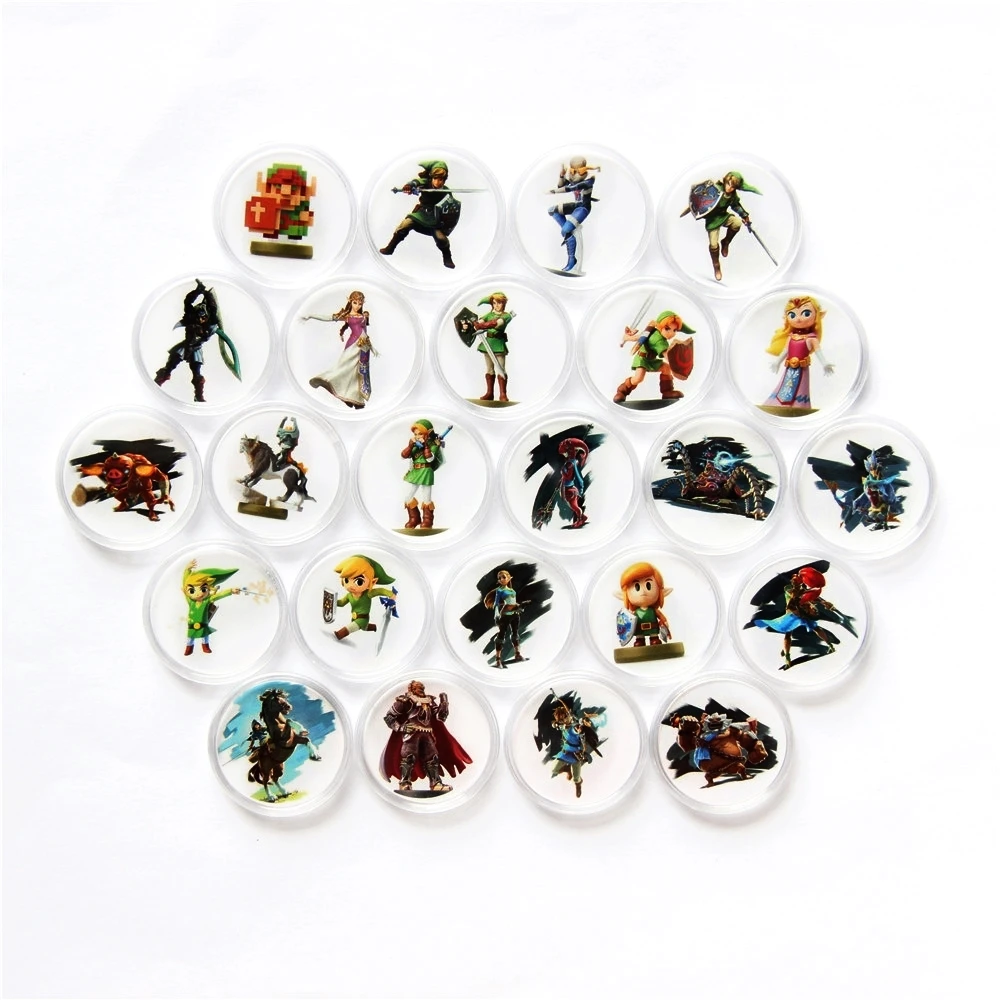 

24Pcs Zelda Breath Of The Wild Card NFC Link's Awakening Super Smash Bros Ntag215 Coin Tag Splatoon 2 For Amiibo Game Cards