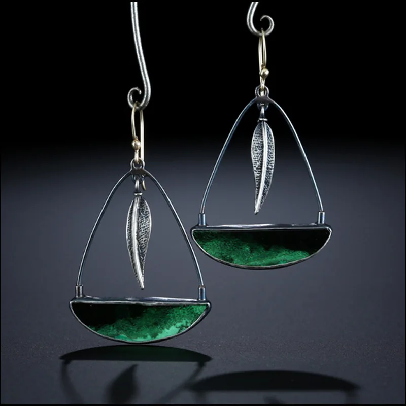 Tisonliz Vintage Green Crystal Leaf Hanging Drop Earrings for Women Female Statement Dangle Elegant Retro Jewelry Gift | Украшения и