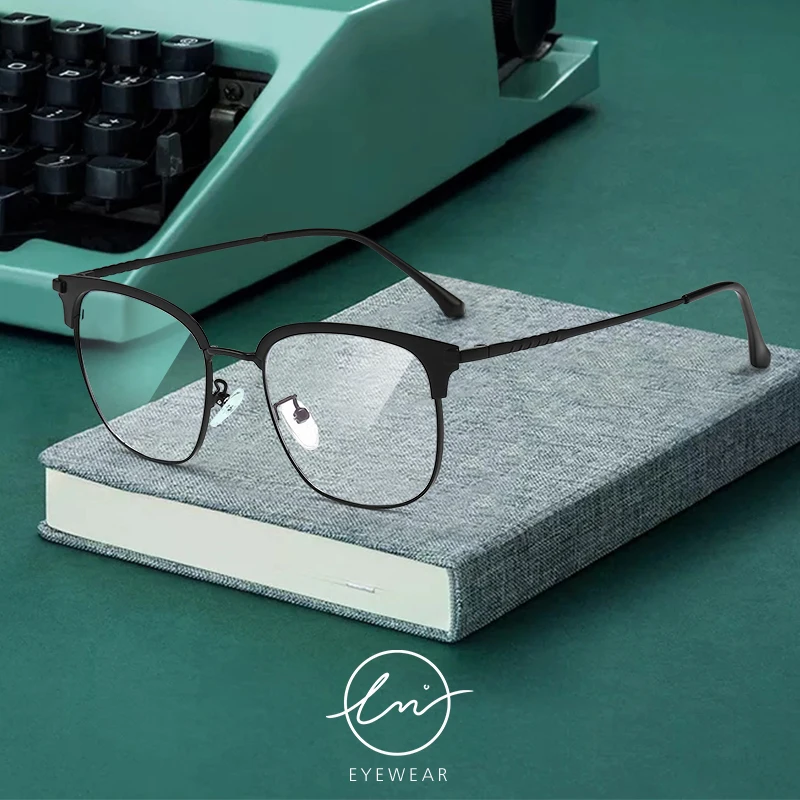 

LM Men Blue Light Blocking Glasses Titanium Alloy Frame Computer Gaming Blue Ray Goggles Square Ultralight Eyeglasses For Women