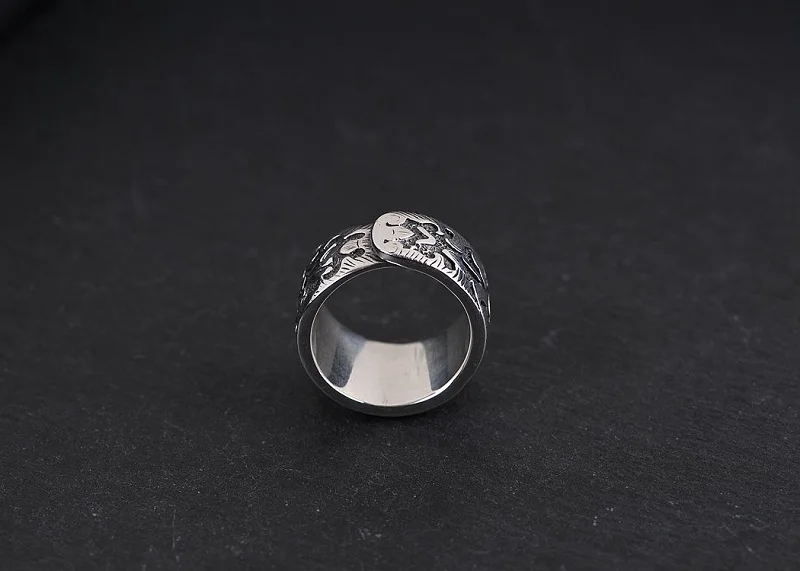 Ручная работа,, 925, серебряное тибетское кольцо с шестью словами, буддистское, Ом, Мани, Падме, ХУМ, кольцо на удачу, мужское кольцо с изменяемым размером