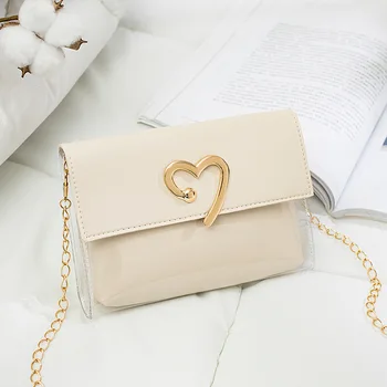 

Women's Small Bag Summer Use Square Bag PU Leather Chain Fashion Messenger Bag Phone Coin Purse Heart-Shaped Pattern Handbag #20