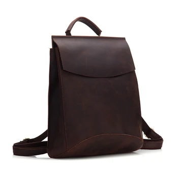 

Mens Real Leather Travel Backpack Genuine Cowhide School Backpack Full Grain Leather Vintage Style Daypack