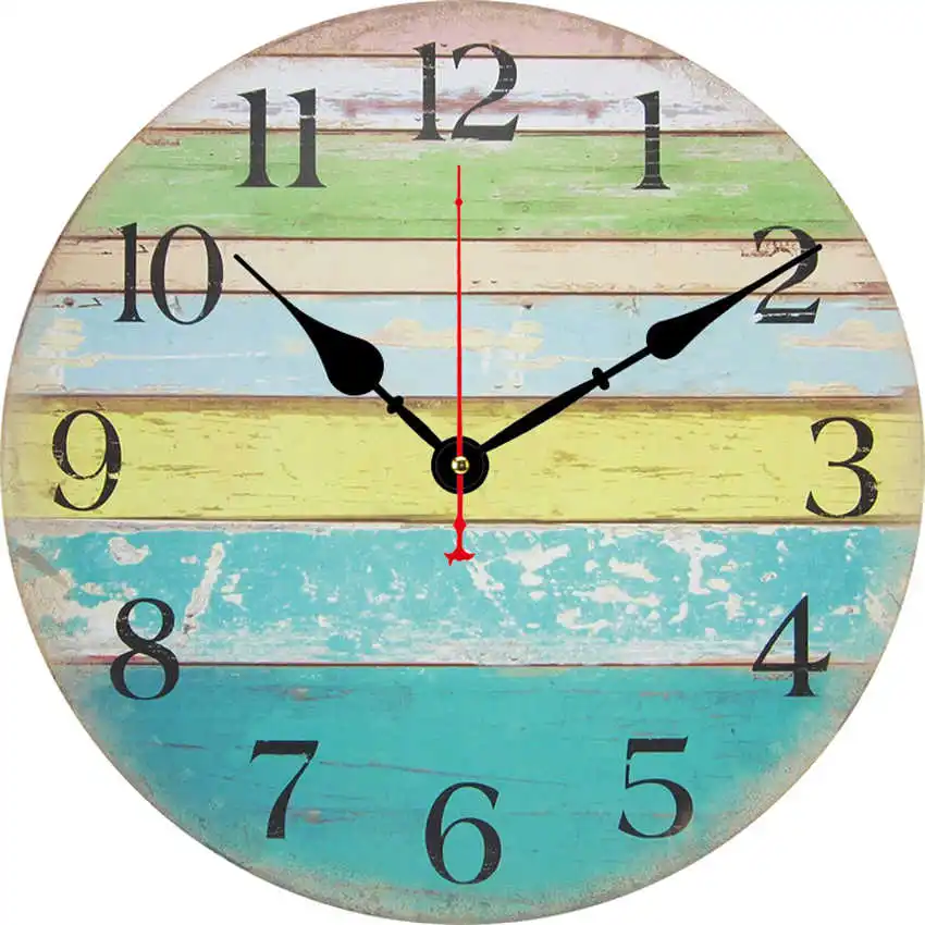 Цветочные антикварные настенные часы, настенные часы в винтажном стиле, большие часы настенные, круглые Horloge, ретро деревенские декоративные - Цвет: Colorful Clock K