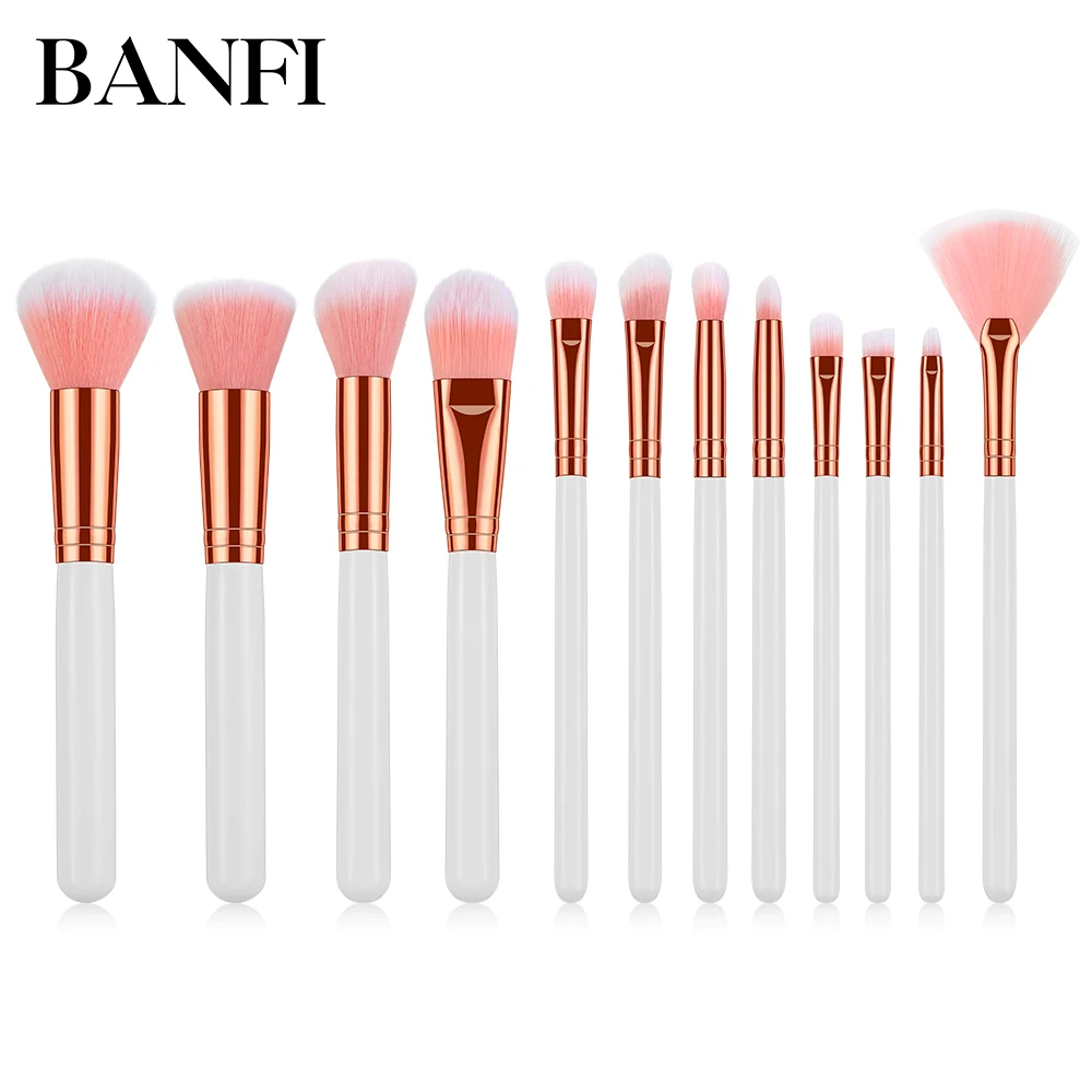 BANFI 10Pcs Elegant White Makeup Brushes Set Noble Cosmetics with Case  Powder Foundation Beginner Beauty Make Up Maquiagem Tools - AliExpress