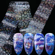 3,8x100 см лазерный блеск переводная фольга s Рождественское украшение для ногтей стикер снежинки на ногти клейкая фольга слайдеры SAXK94-97