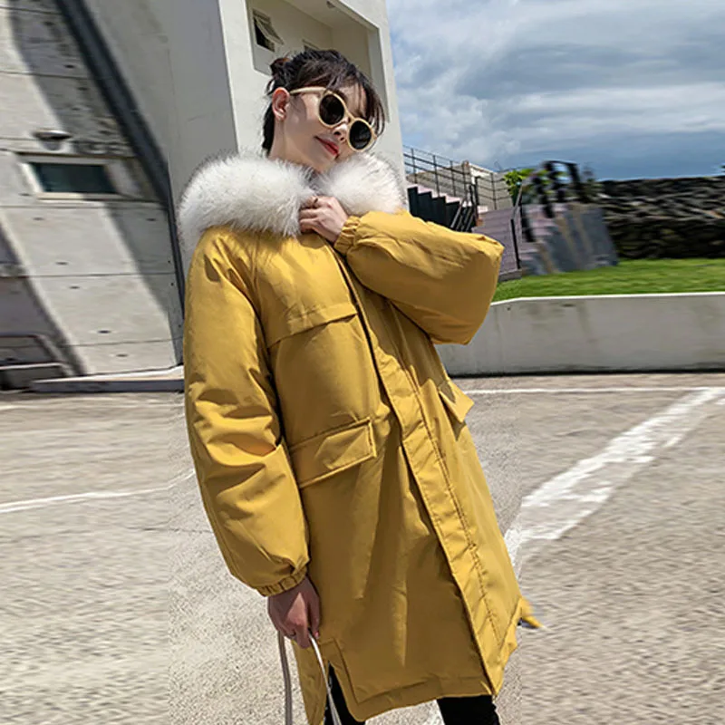 

WOMEN'S Dress 2019 New Style down Jacket Cotton-padded Clothes Korean-style Mid-length Reversible Women's Loose-Fit Large Fur Co