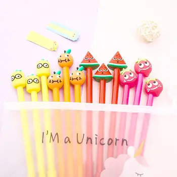 

12pcs Funny Gel Pen Korean Cute Cool Creative Fruit School Writting Ink Pens for Students Gift Novelty Cartoon Office Stationery