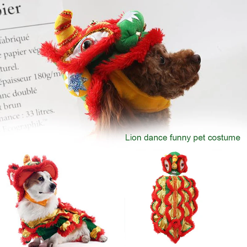2019 Новый Забавный для домашнего котика костюмы для собак Одежда китайский танец льва костюм для маленьких средних щенков собак кошек