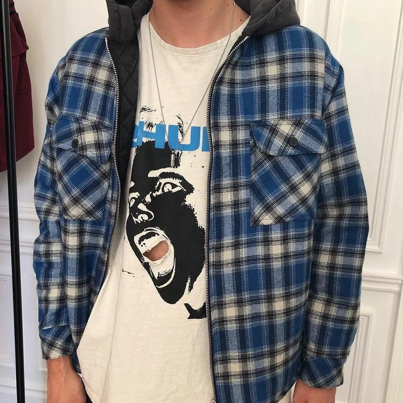 19FW RHUDE куртки с капюшоном для мужчин и женщин 1:1 лучшее качество клетчатая рубашка