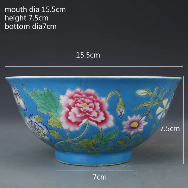 Kangxi Császári Kézzel Festett Kék Zománc Virág Tál A Qing -Dinasztia Antik Porcelán Kollekcióból - Image 6