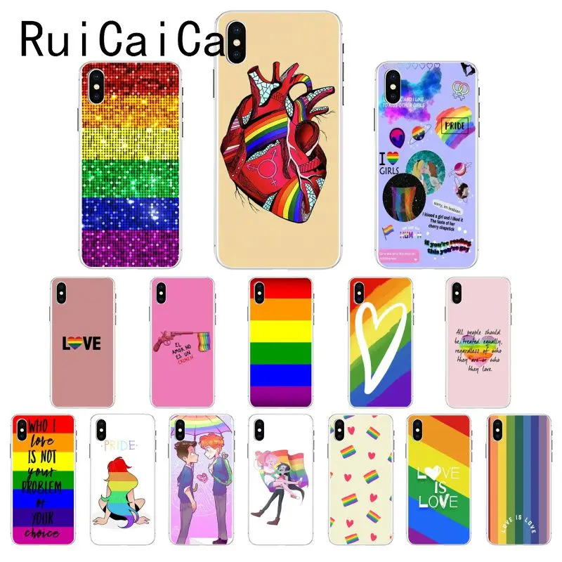 

Ruicaica Gay Lesbian LGBT Rainbow Pride TPU Soft Silicone Phone Case for iPhone 8 7 6 6S Plus X XS MAX 5 5S SE XR 10 Cover