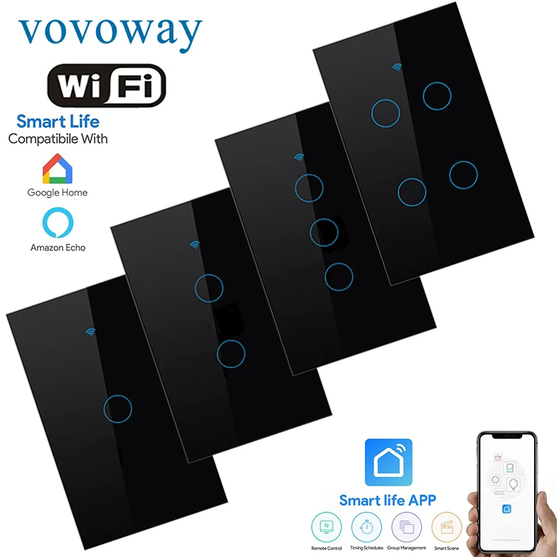 WIFI smart touch switch US standard light switch smart life APP remote control supports smart home alexa with Google Assistant afbeelding