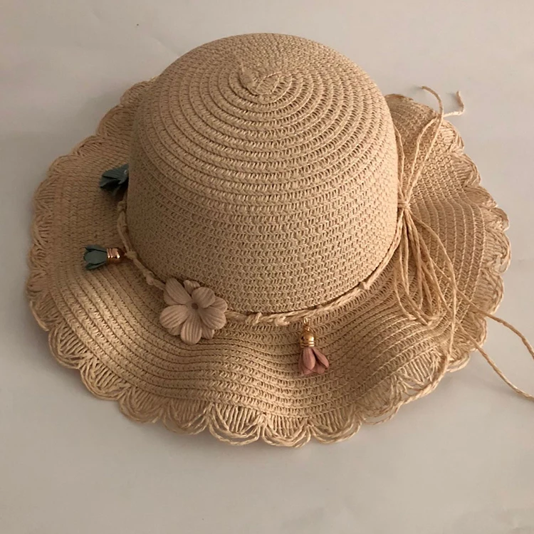 

2020 New Casual Solid Children Straw Baby Girl Sun Hats Toddler Kids Summer Wide Brim Beach Hat Outdoor Straw Bowknot Cap