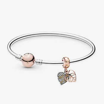 

2020 New 925 Pure Silver Glittering Leaf Pan Bracelet For Women Wedding Party Gift Fashion Jewelry