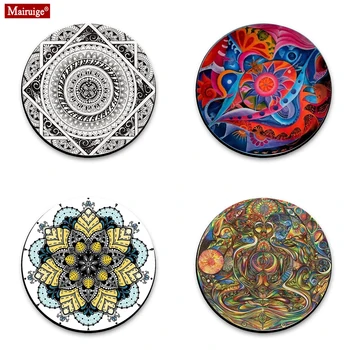 

Datura Flowers Round Mouse Pad Black Color Game Lock Edge PC Laptop Supplies Rubber Desk Mat 20cm for MacBook Xiaomi Lenovo