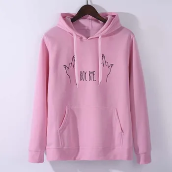 

Hip Hop Hoodies Adult BOY BYE Letters Printed Women Sweatshirt 2019 Spring Autumn Fleece Quality Cool Hoodie Streetwear For Lady