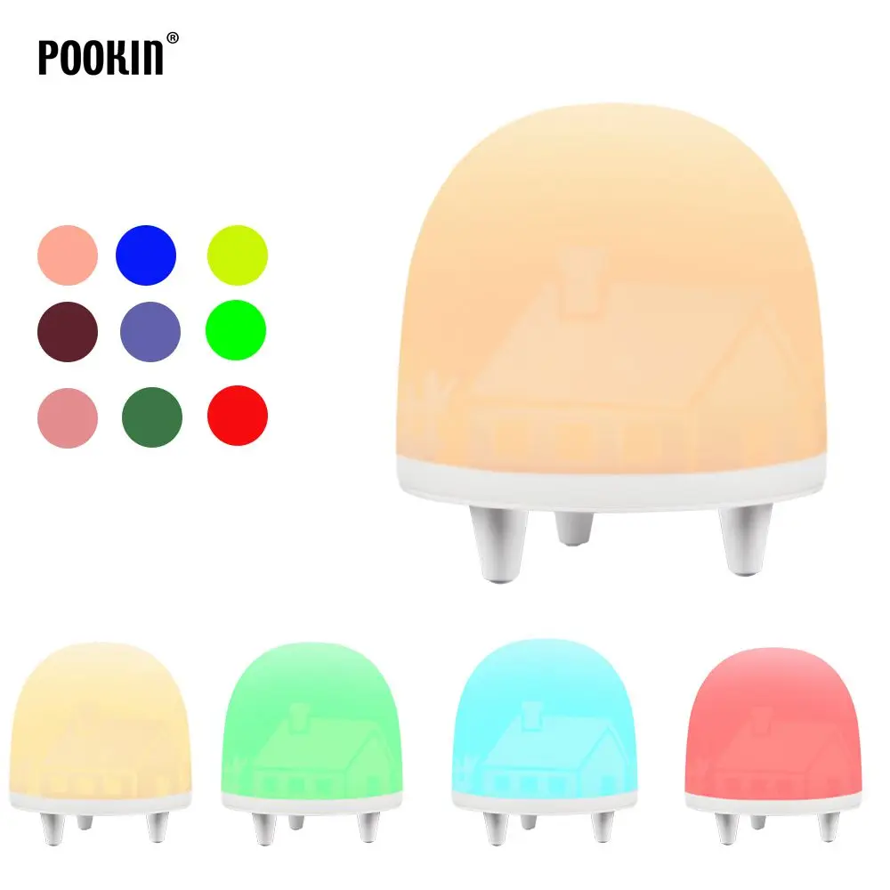 

USB Rechargeable Silicone Gel Baby Night light Colorful Pat Lamp Children Cute Bedside Lamp Christmas Bedroom Light