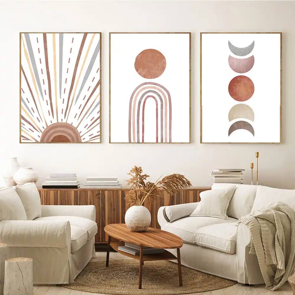 Mid Century Canvas Art Print Abstract Painting Boho Posters Geometry Sun Moon Wall Pictures Vintage Poster Home Decoration Aliexpress