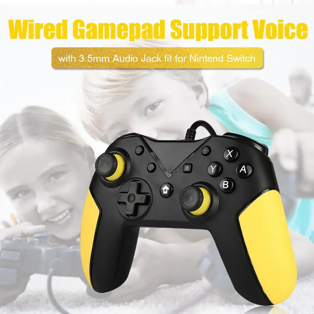Wired Gamepad Support Voice 6 Axis Dual Motor Joystick fit for Nintend Switch Built in 3 5MM Headphone Jack for 48K Stereo