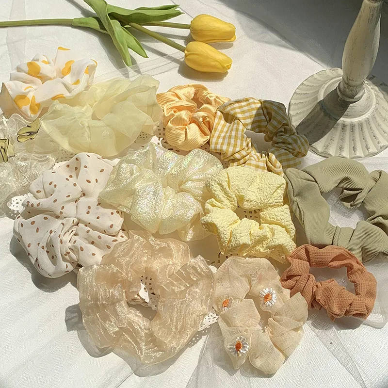 

Oversize Tulle Elastic Hair Bands Hair Ring Ponytail Holder Girls Loop Hair Scrunchies Headwear Lace Bowknot Plaid Printed Daisy