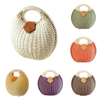 

Snail's Nest Tote Handbag Summer Beach Bags Woman Straw Bags Women's Handbag Rattan Bag(Green)