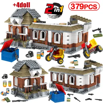 

379pcs Toys for Kids Jedi Survival Game PUBG House Building Blocks Military City Police Soldier Weapon 2 IN 1 Bricks