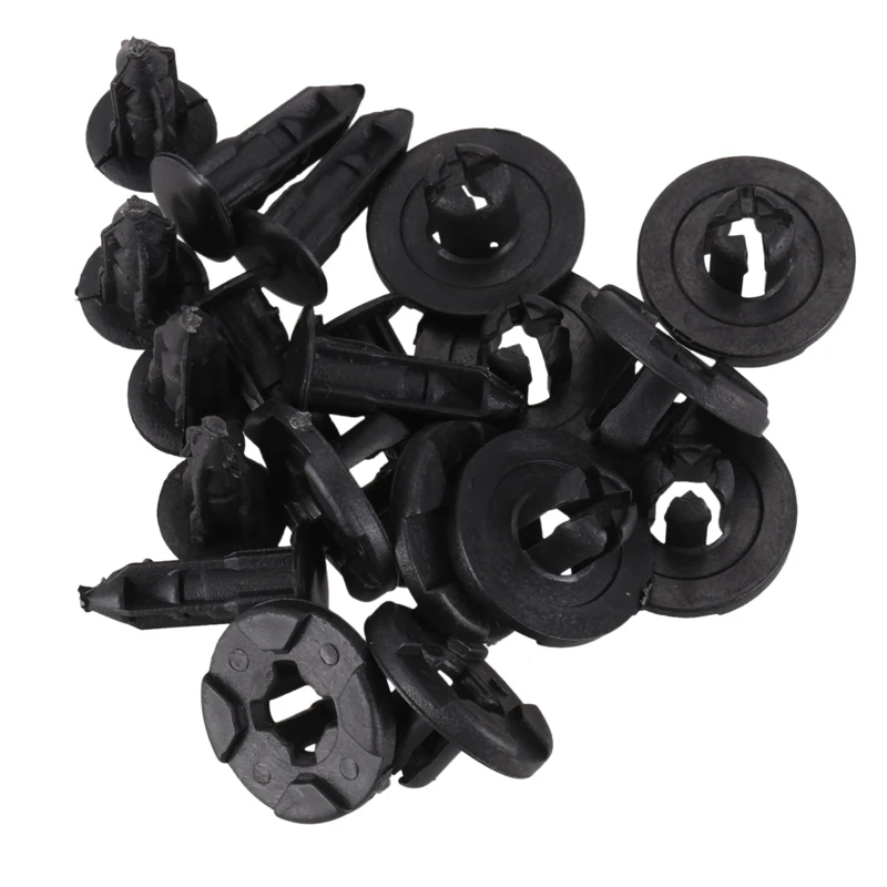 25 шт. пластиковые защелки для бампера, заклёпки для двери, зажим 8 мм, черные отверстия, 10 шт., пластиковые защелки, 8 мм для Nissan